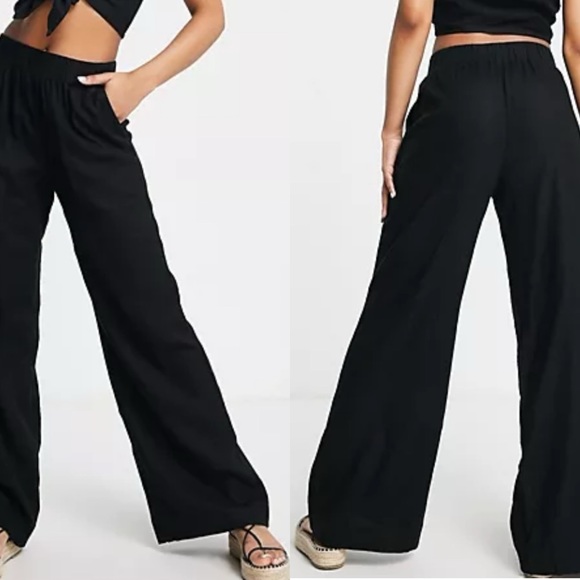 Abercrombie & Fitch black linen blend pants - Picture 1 of 6